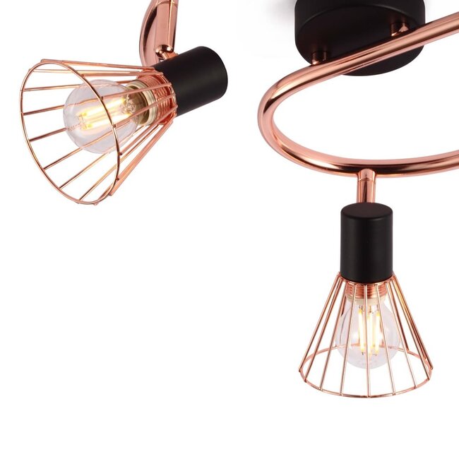 Industrial copper ceiling spotlight, 3-lights - Oregon