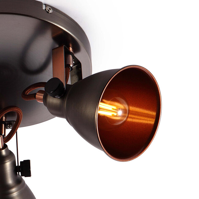 Industrial matte black spotlight, 3-light - Illinois