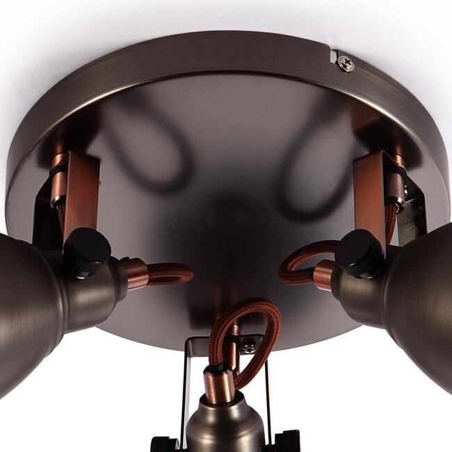 Industrial 3-light ceiling spotlight Illinois, antique bronze