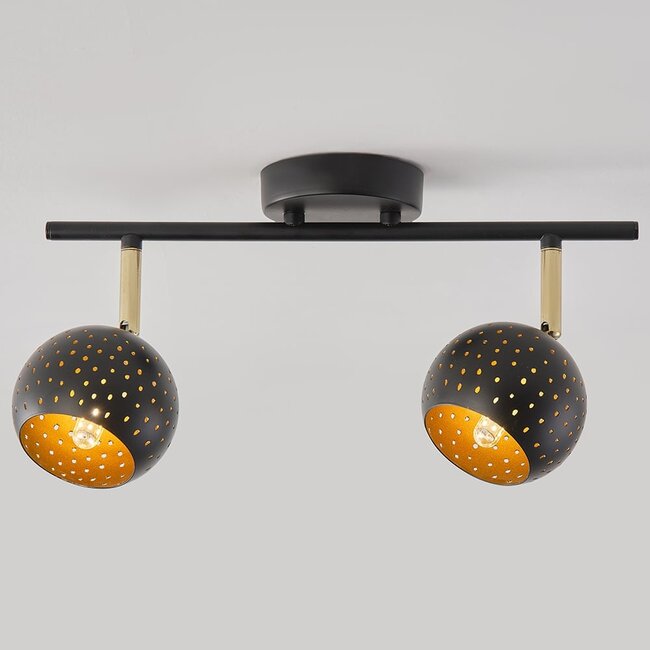 Modern ceiling spotlight matt black, 2-lights - Edith