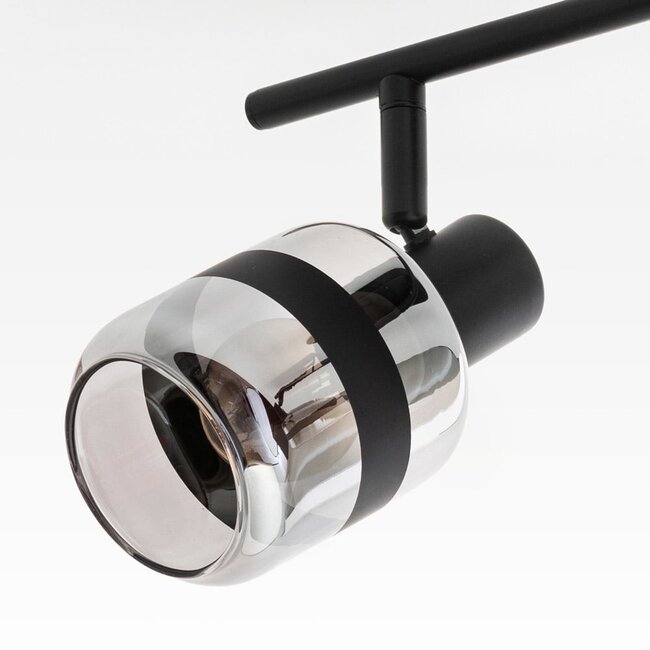 Industrial 2-light ceiling spotlight Gesa in smoked glass