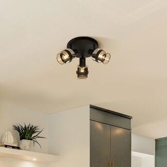 Industrial ceiling spotlight smoked glass, 3-lights - Adira
