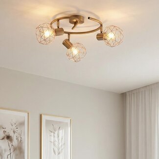 Industrial ceiling light copper coloured, 3-lights - Russet (E14 bulb holder)