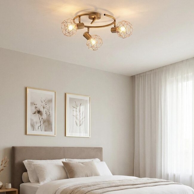 Industrial ceiling light copper coloured, 3-lights - Russet (E14 bulb holder)