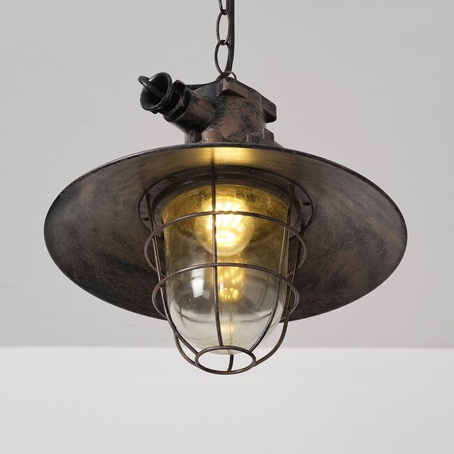 Industrial pendant lamp Fender in openwork black