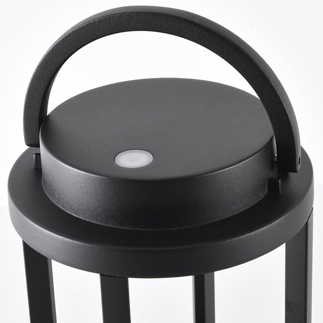 Rechargeable black table lamp Gleamy with integrated LED