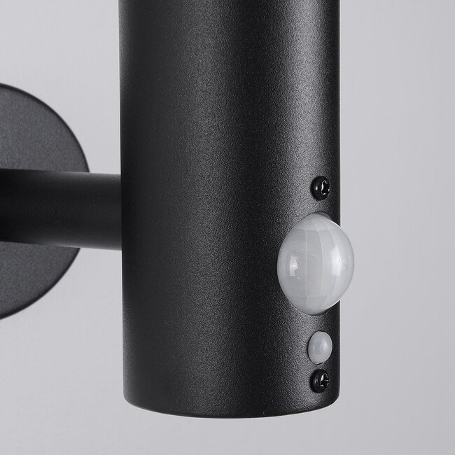 Modern solar wall light black with sensor - Dimmy
