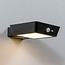 Modern solar wall lamp with sensor black - Shiny