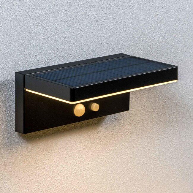 Modern solar outdoor wall light black with sensor - Hendrick