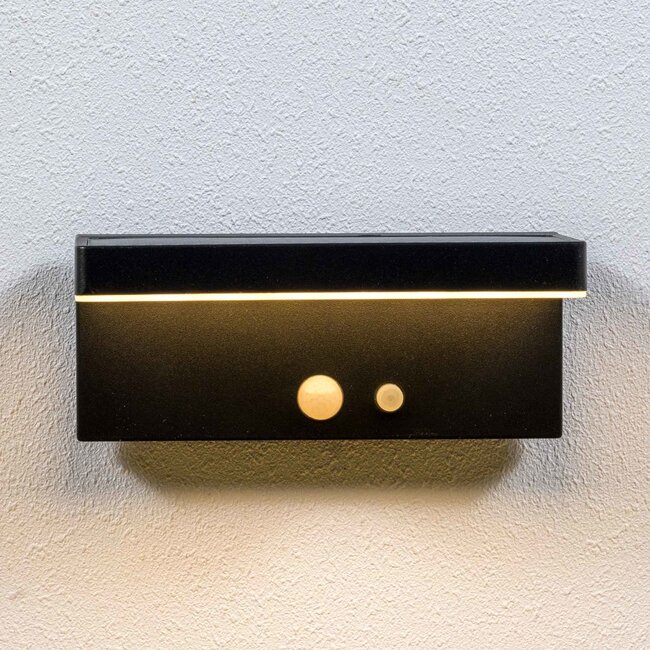 Modern solar wall lamp black with sensor - Hendrick