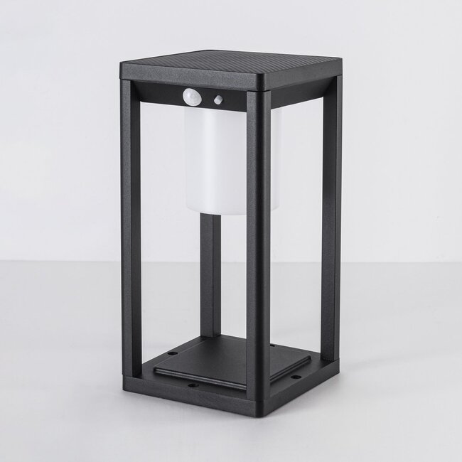 Solar outdoor floor lamp Kiran with sensor - black with integrated LED