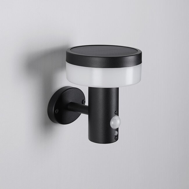 Modern solar outdoor wall light in black with sensor - Sandrine
