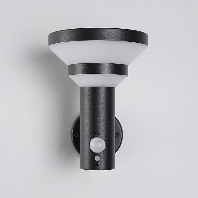 Modern black solar outdoor wall light with sensor - Kensington