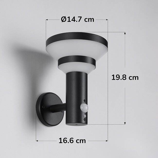 Modern black solar outdoor wall light with sensor - Kensington
