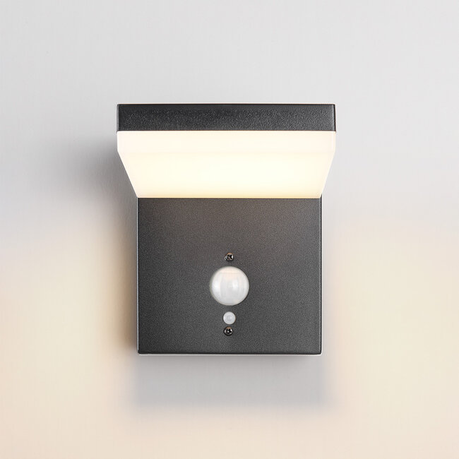Modern solar wall lamp black with sensor - Halo