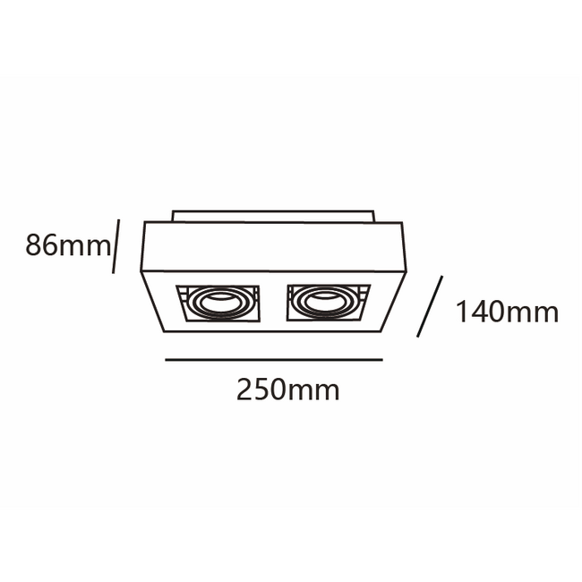 Luxurious 2-light black surface mounted spot - Benny