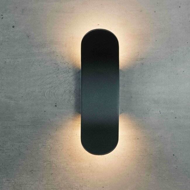 Designer outdoor wall light Stormy with integrated LED - black