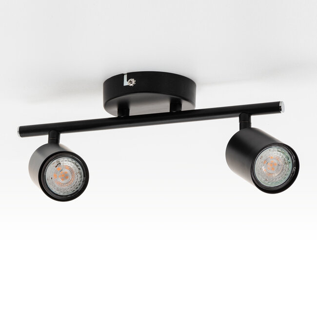 Modern 2-light ceiling lamp Mitch in black