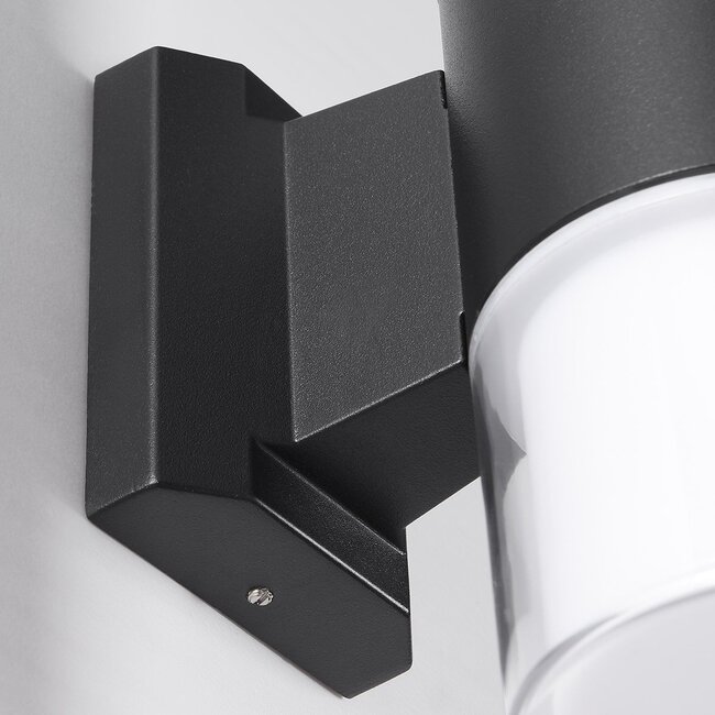 Round 2-light outdoor wall light Emmy - black with integrated LED