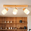 3-light wooden ceiling light Victoria - natural and white