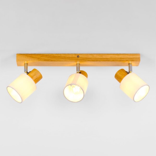 Wood ceiling light with 3 spotlight - Victoria
