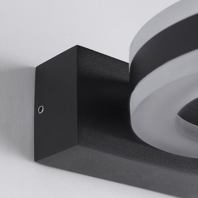 Round outdoor wall light Noor - black with integrated LED