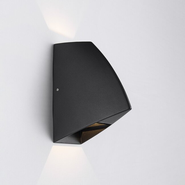 Designer 2-light outdoor wall light Romy - black with integrated LED