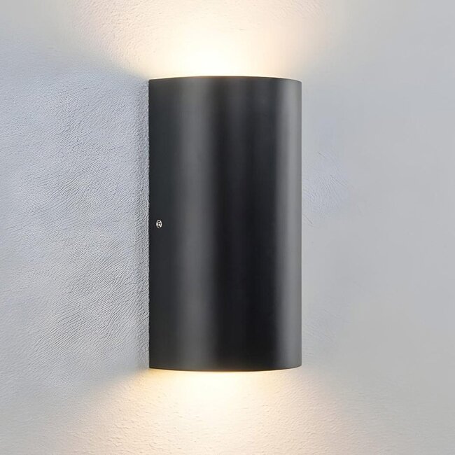 2-light outdoor wall light Lila - black with integrated LED