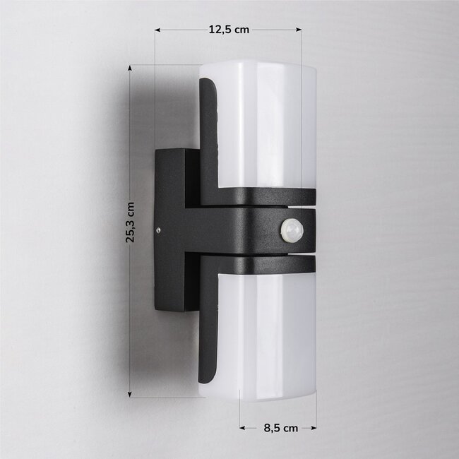 Adjustable wall lamp Bobby with sensor - black