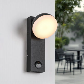 Industrial outdoor wall light Sil with sensor - black integrated LED