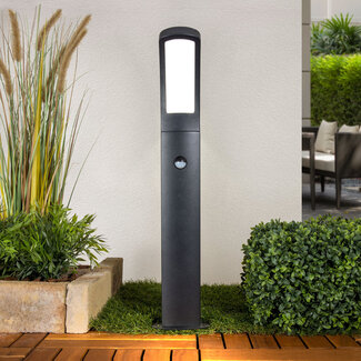 Outdoor floor lamp Reese with sensor - black with integrated LED