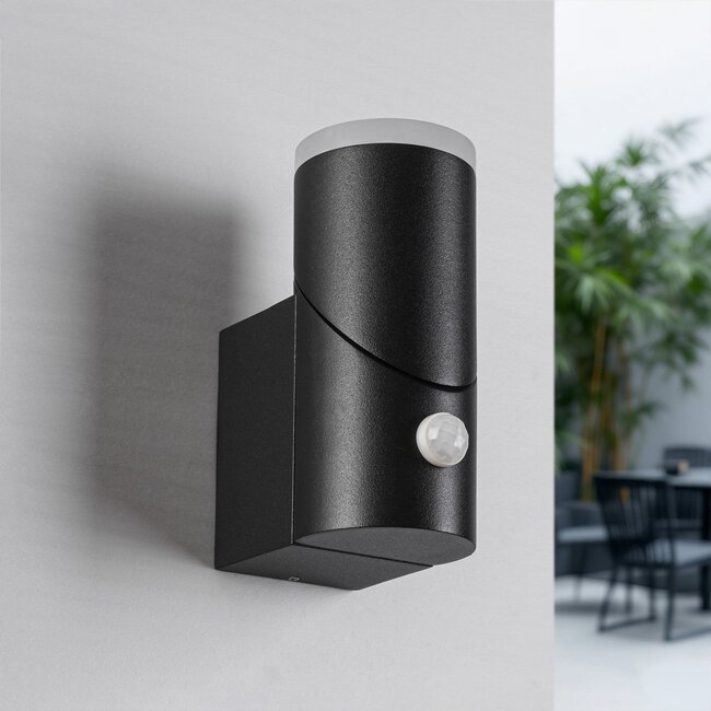 Adjustable outdoor wall light Demy with sensor - black