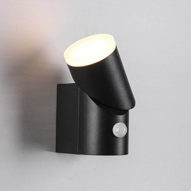 Adjustable outdoor wall light Demy with sensor - black