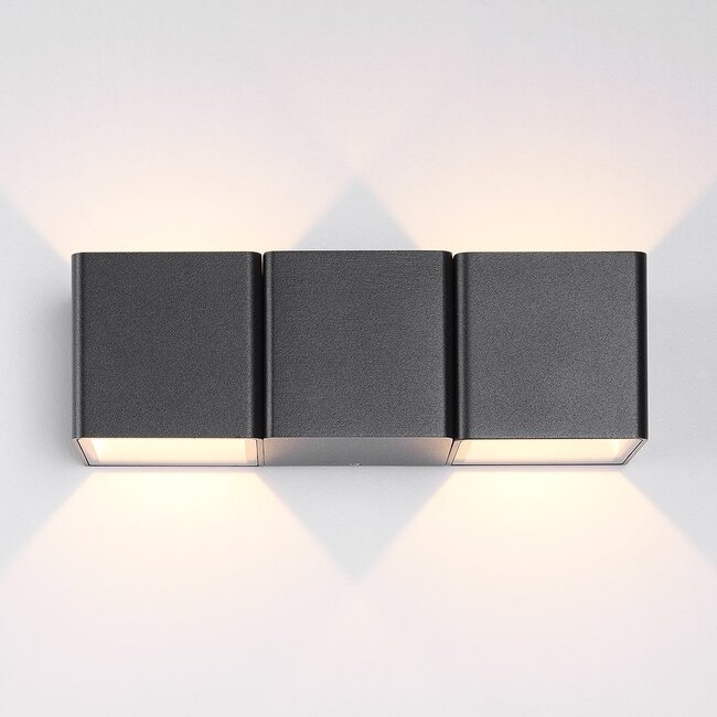 2-light designer outdoor wall light Preston - black with integrated LED