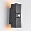 Adjustable wall lamp Michael 2-light with sensor - black