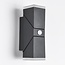 2-light adjustable outdoor wall lamp Michael with sensor - black with integrated LED