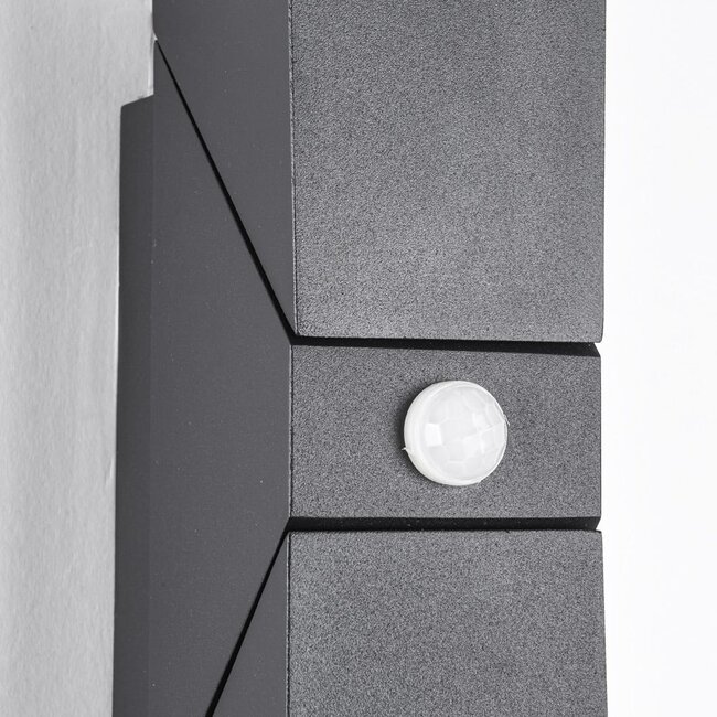 2-light adjustable outdoor wall lamp Michael with sensor - black with integrated LED