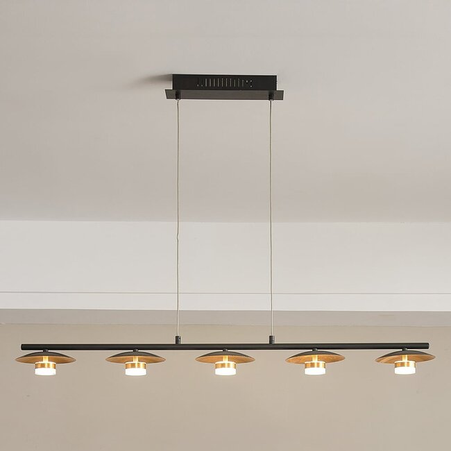 Modern 5-light pendant lamp Martha with integrated LEDs, dimmable