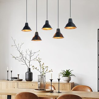 Modern 5-light pendant lamp Odin in black