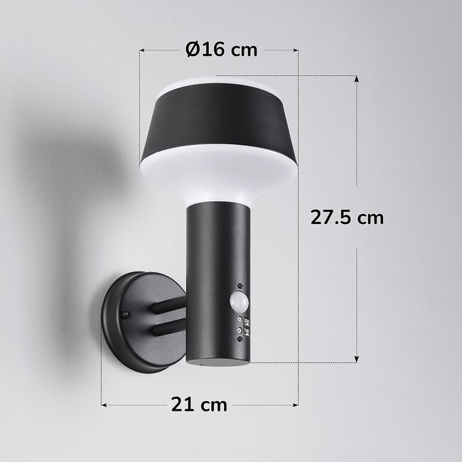 Industrial outdoor wall light Max with sensor - black
