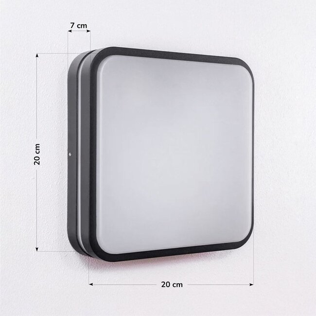 Modern square wall lamp, Black, 20 cm - Seb