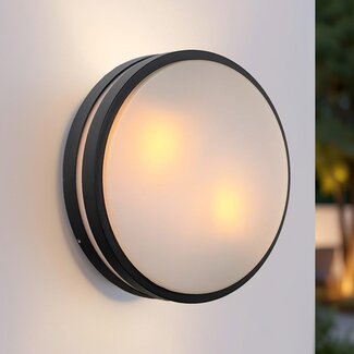 Round outdoor wall lamp, Black, Ø28.5 cm - Lea