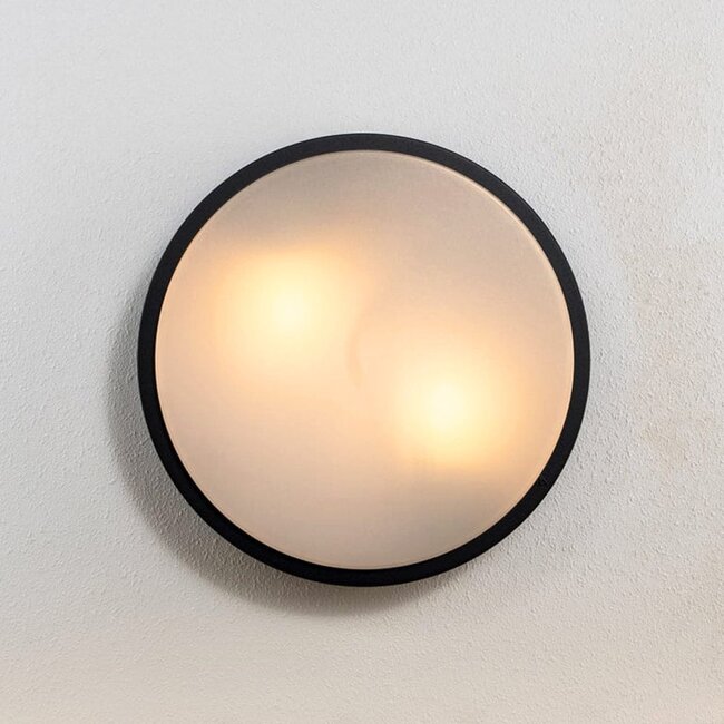 Round outdoor wall lamp, Black, Ø28.5 cm - Lea