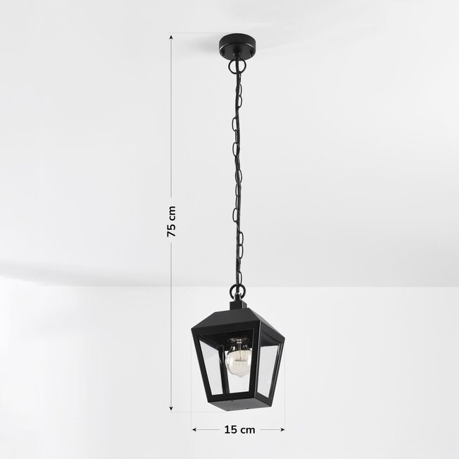 Rustic outdoor pendant lamp, Black - Joy