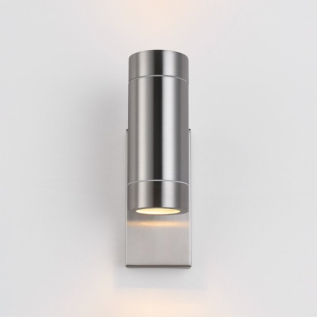 Designer lighting stainless steel outdoor wall light with twilight sensor, 2-light - Saul