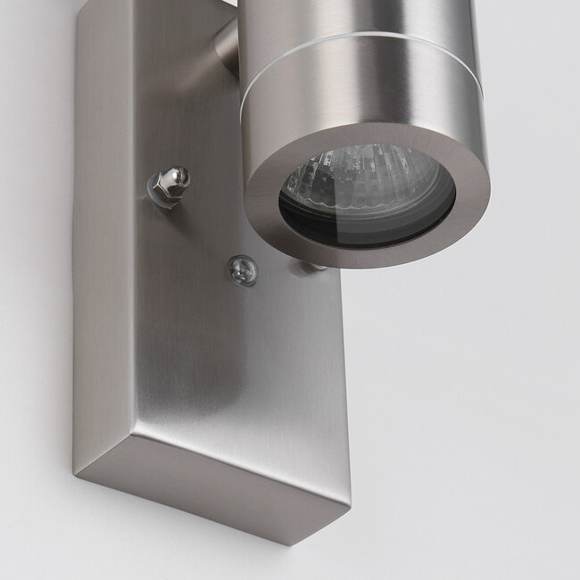 Designer lighting stainless steel outdoor wall light with twilight sensor, 2-light - Saul