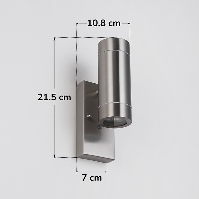 Designer lighting stainless steel outdoor wall light with twilight sensor, 2-light - Saul