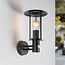Rustic outdoor wall light Lore with sensor - black