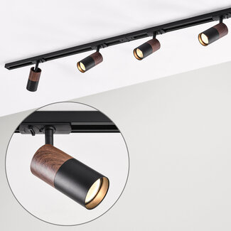 Modern 1.5 metre single-phase track lighting system with Linn spotlights - voltage track
