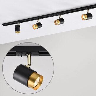 Modern 1.5 metre single-phase track lighting system with Lexi spotlights - spotlights on track